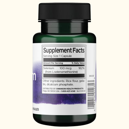 Swanson Suplemento de Selenio (L-selenometionina) 100mcg, 200 cápsulas