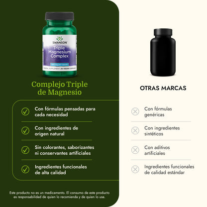 Swanson Suplemento Complejo Triple Magnesio, 30 cápsulas