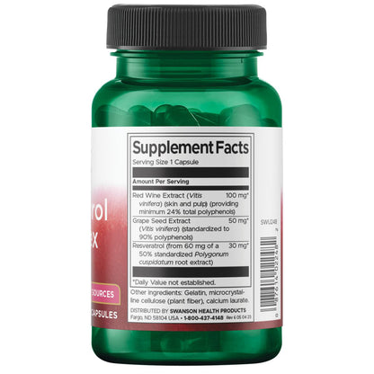 Swanson Suplemento de Complejo de resveratrol, 60 cápsulas