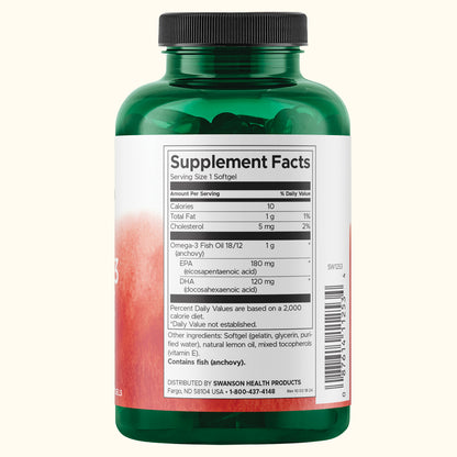 Swanson Aceite de pescado con Omega-3 con sabor a limón, 150 geles blandos
