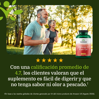 Swanson Aceite de pescado con Omega-3 con sabor a limón, 150 geles blandos