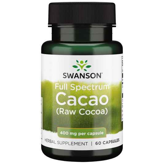 Swanson Suplemento de Cacao Full Spectrum (cacao crudo) 400 mg, 60 cápsulas