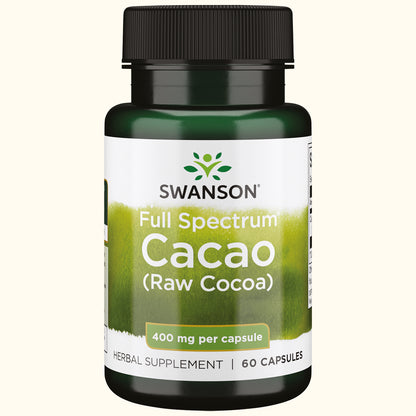 Swanson Suplemento de Cacao Full Spectrum (cacao crudo) 400 mg, 60 cápsulas