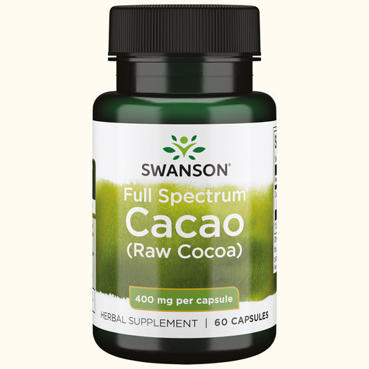 Swanson Suplemento de Cacao Full Spectrum (cacao crudo) 400 mg, 60 cápsulas