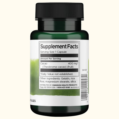 Swanson Suplemento de Cacao Full Spectrum (cacao crudo) 400 mg, 60 cápsulas