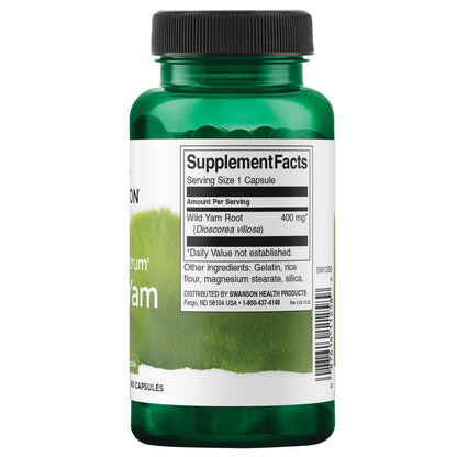 Swanson Suplemento de Ñame silvestre Espectro completo 400 mg, 60 cápsulas