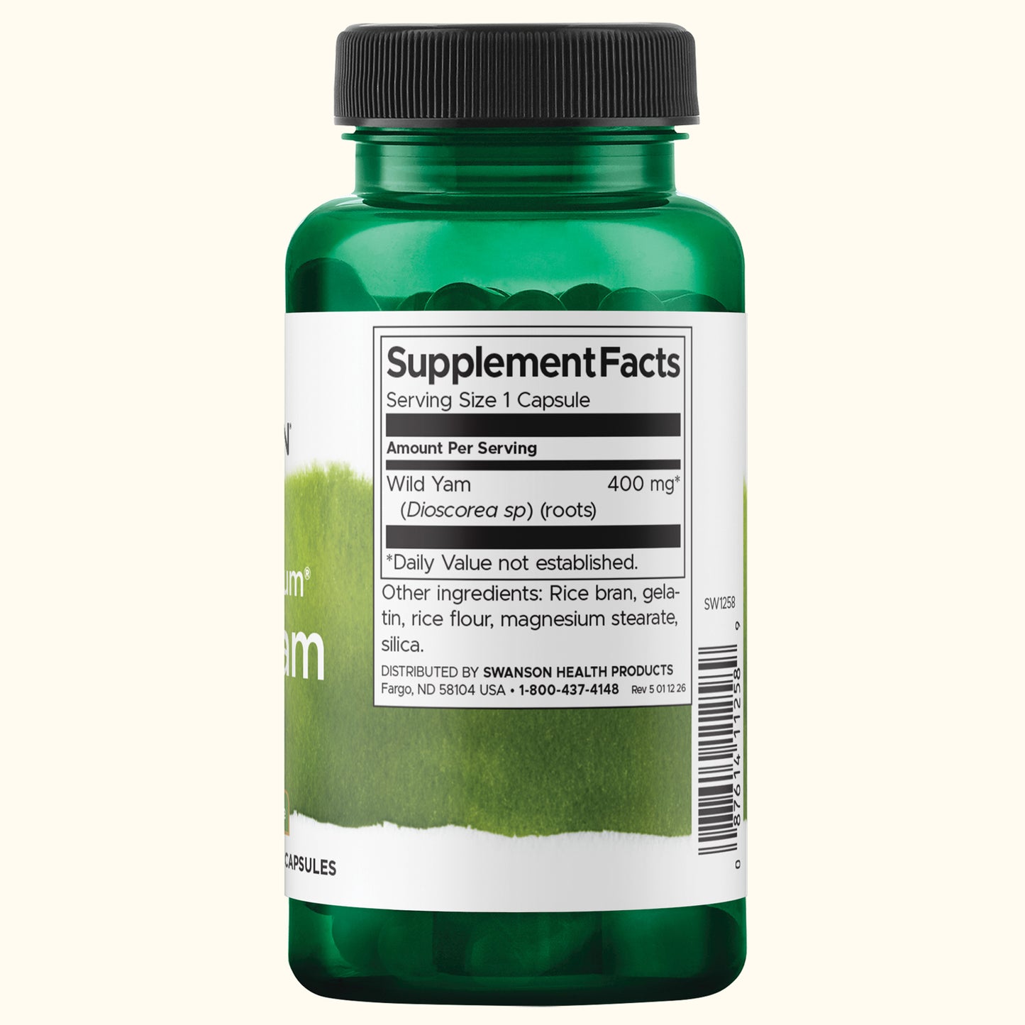 Swanson Suplemento de Ñame silvestre Espectro completo 400 mg, 60 cápsulas