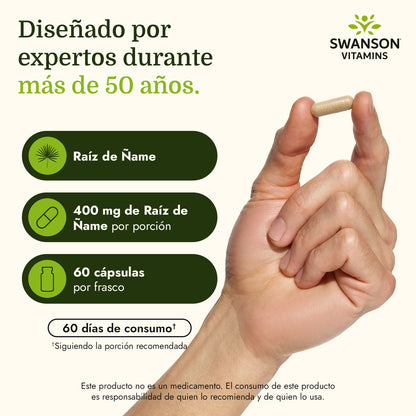 Swanson Suplemento de Ñame silvestre Espectro completo 400 mg, 60 cápsulas