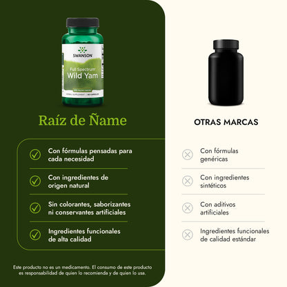 Swanson Suplemento de Ñame silvestre Espectro completo 400 mg, 60 cápsulas