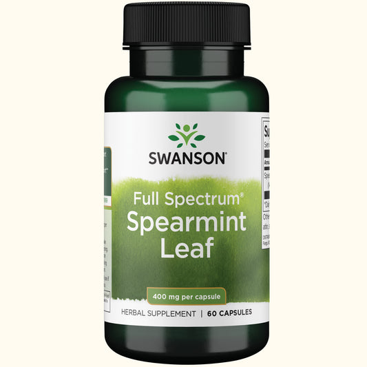Swanson Suplemento Hoja de Menta Verde de Espectro Completo 400 mg, 60 cápsulas