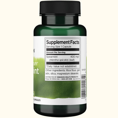 Swanson Suplemento Hoja de Menta Verde de Espectro Completo 400 mg, 60 cápsulas