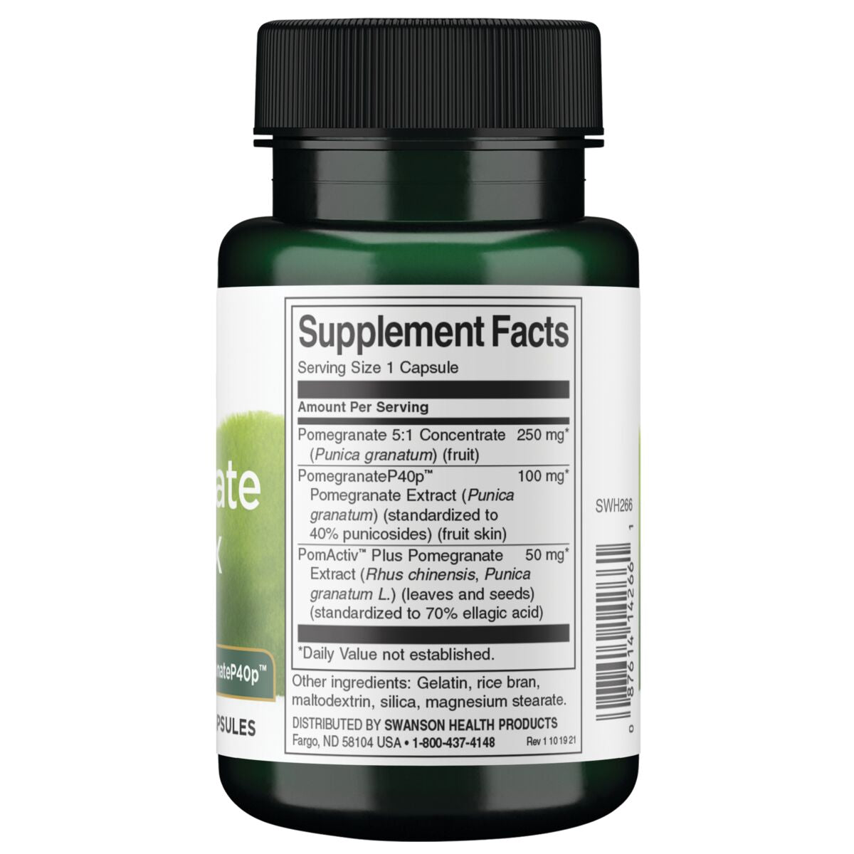 Swanson Suplemento de Extracto de granada estandarizado 250mg, 60 cápsulas