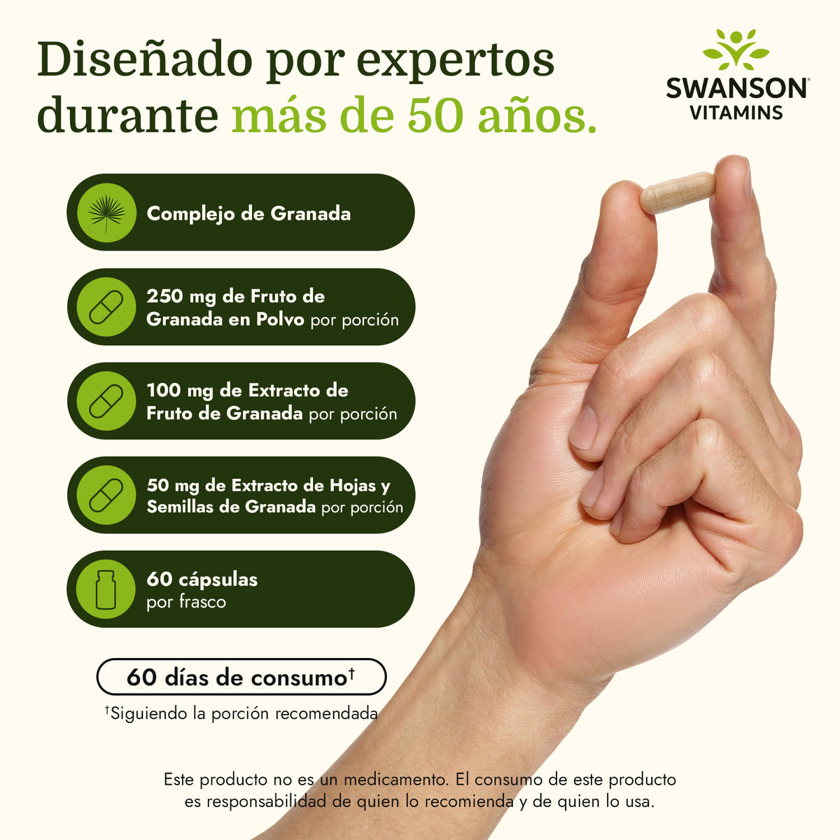 Swanson Suplemento de Extracto de granada estandarizado 250mg, 60 cápsulas