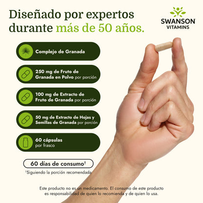 Swanson Suplemento de Extracto de granada estandarizado 250mg, 60 cápsulas
