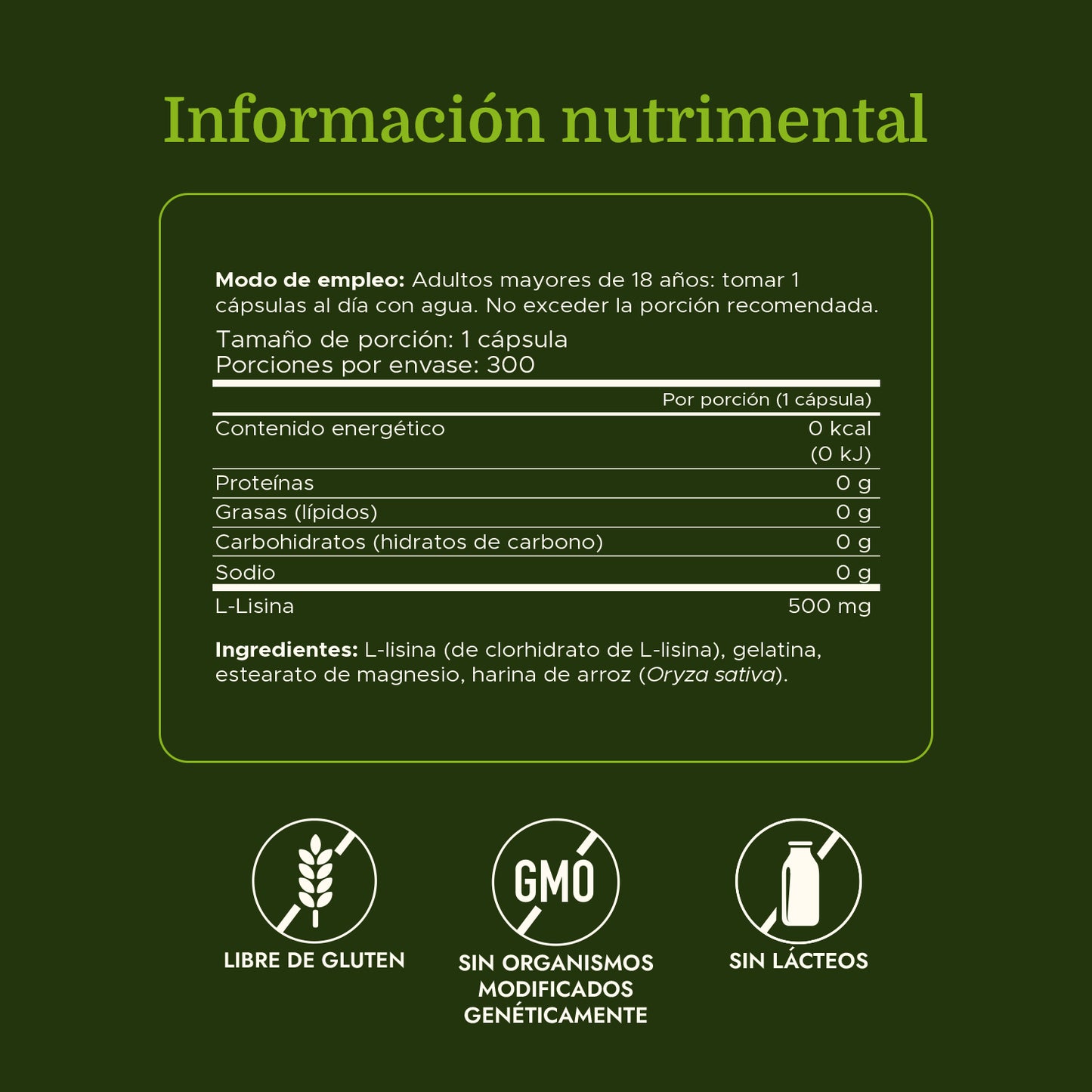 Swanson Suplemento de L-lisina de forma libre 500 mg, 300 cápsulas