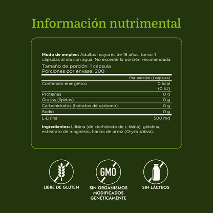 Swanson Suplemento de L-lisina de forma libre 500 mg, 300 cápsulas