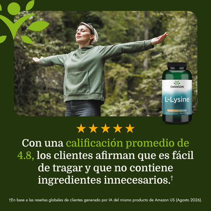 Swanson Suplemento de L-lisina de forma libre 500 mg, 300 cápsulas