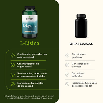Swanson Suplemento de L-lisina de forma libre 500 mg, 300 cápsulas