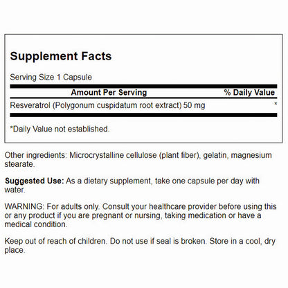 Swanson Suplemento de Resveratrol 50 mg, 30 cápsulas