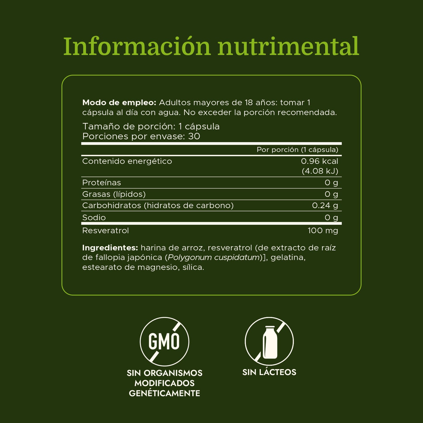 Swanson Suplemento Resveratrol 100mg, 30 cápsulas