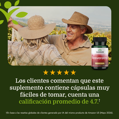 Swanson Suplemento Resveratrol 100mg, 30 cápsulas