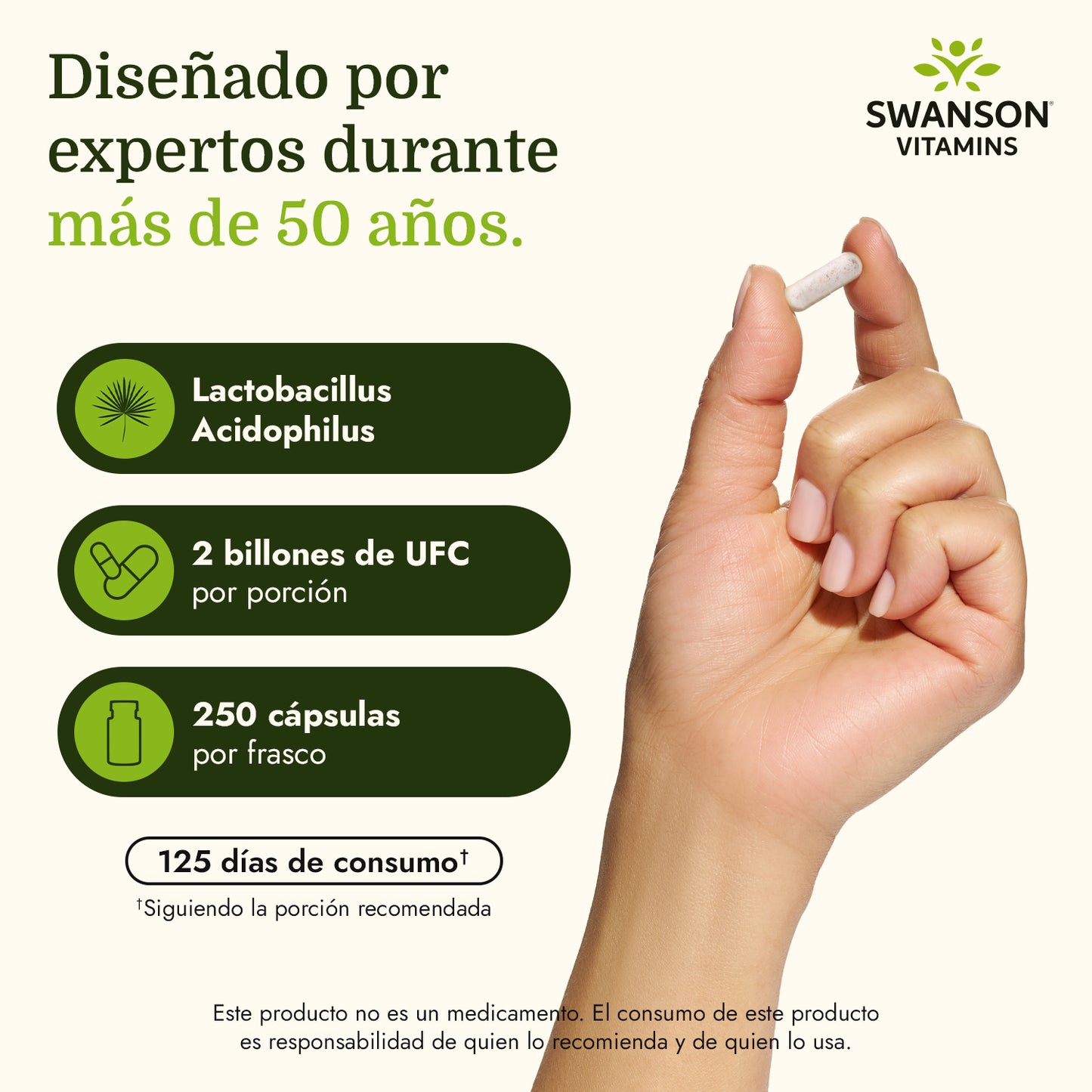 Swanson Premium Lactobacillus Acidófilo1 billon CFU, 250 cápsulas