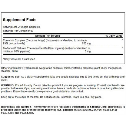 Swanson - Complejo de curcumina estandarizado con BioPerine 350 mg - 120 cápsulas