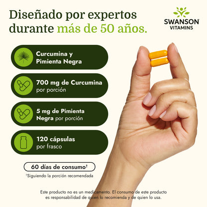Swanson Complejo de curcumina estandarizado con BioPerine 350 mg, 120 cápsulas