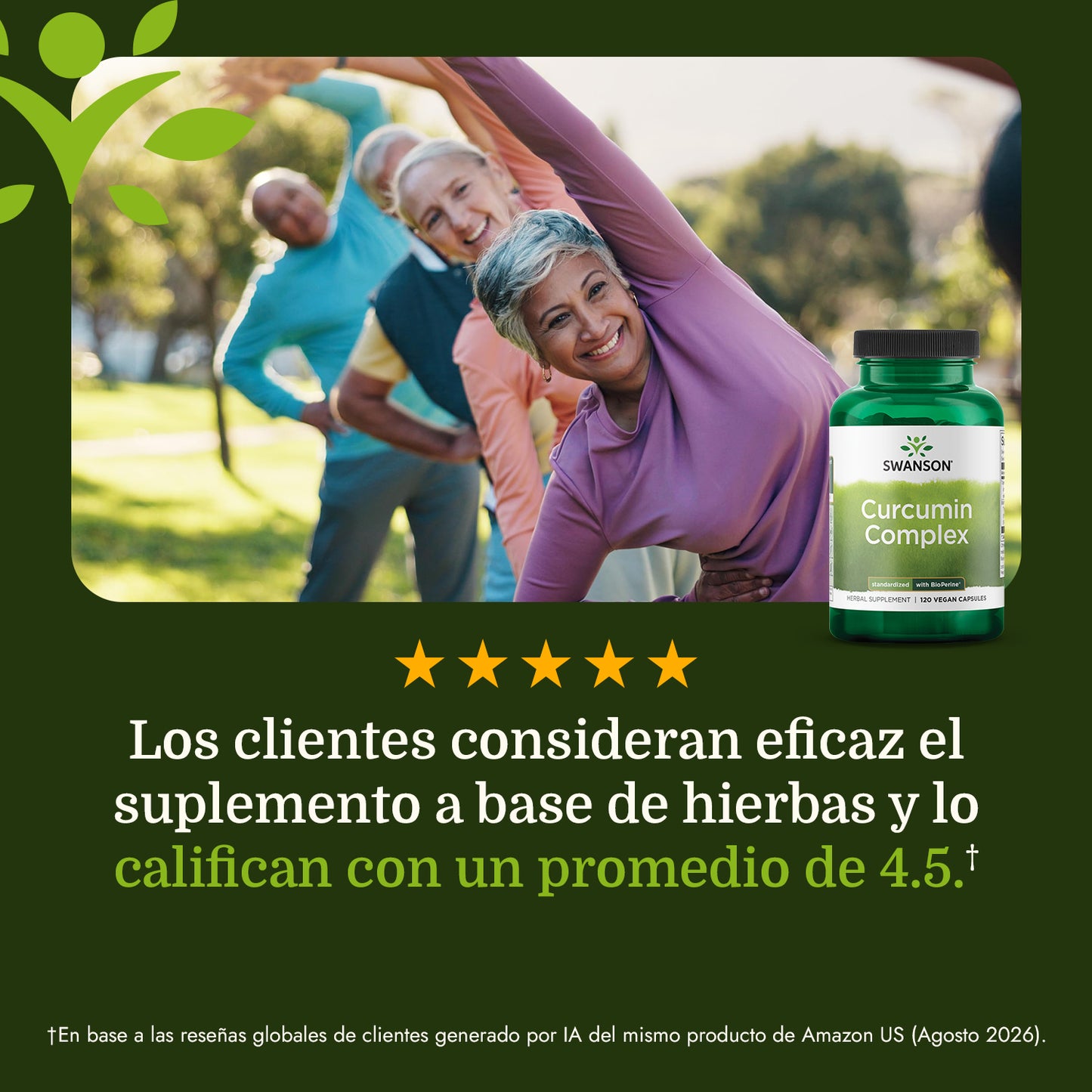 Swanson Complejo de curcumina estandarizado con BioPerine 350 mg, 120 cápsulas
