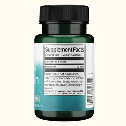 Swanson Suplemento Melatonina de triple potencia 10 mg, 60 Cáspsulas