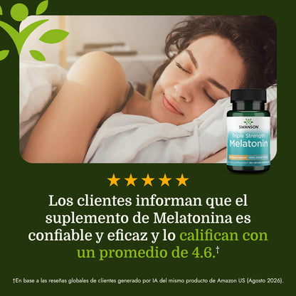 Swanson Suplemento Melatonina de triple potencia 10 mg, 60 Cáspsulas