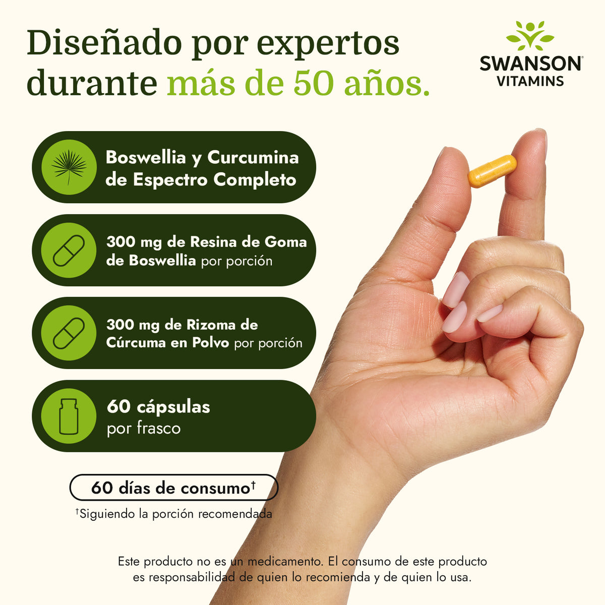 Swanson Suplemento Curcumina y Boswellia Espectro Completo, 60 Cápsulas
