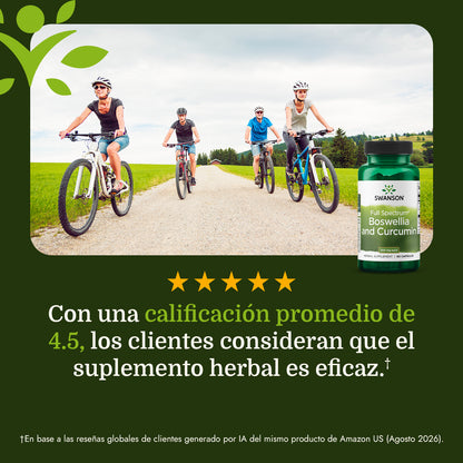 Swanson Suplemento Curcumina y Boswellia Espectro Completo, 60 Cápsulas