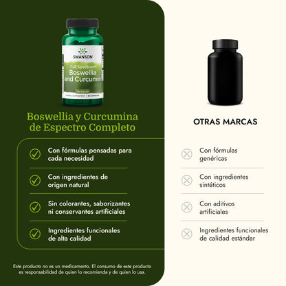 Swanson Suplemento Curcumina y Boswellia Espectro Completo, 60 Cápsulas