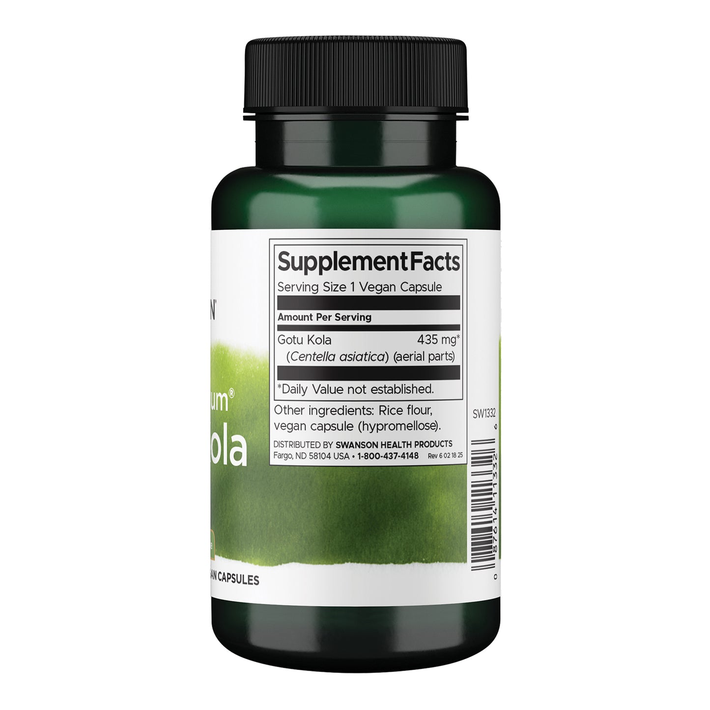 Swanson Suplemento Alimenticio Gotu Kola 435 mg, 60 Cápsulas