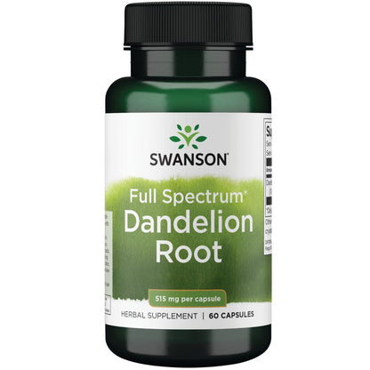 Swanson Suplemento de Raíz de diente de león de espectro completo 515mg, 60 cápsulas