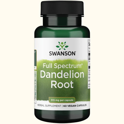 Swanson Suplemento de Raíz de diente de león de espectro completo 515mg, 60 cápsulas