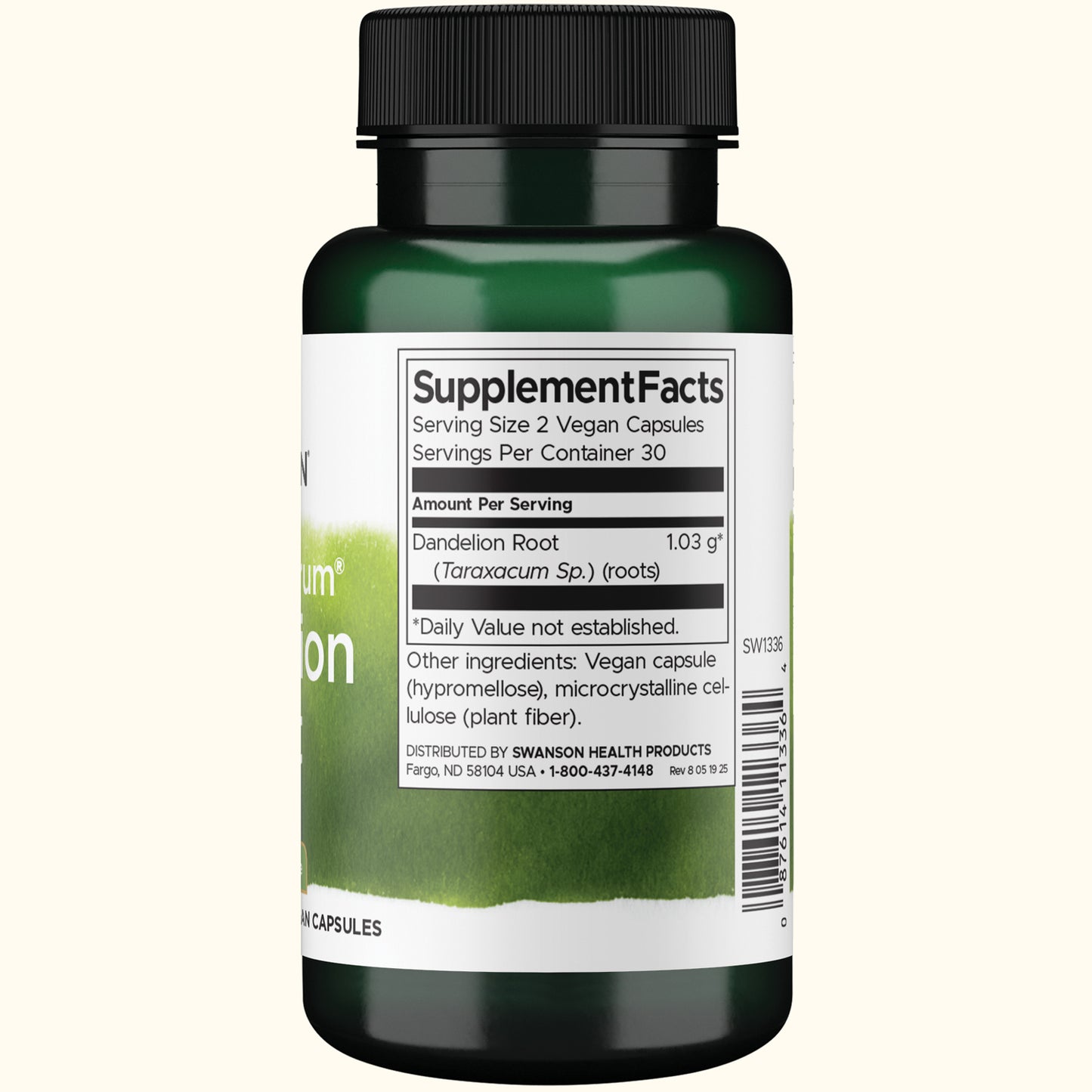 Swanson Suplemento de Raíz de diente de león de espectro completo 515mg, 60 cápsulas