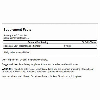 Swanson Premium Suplemento de Romero 400mg, 90 cápsulas