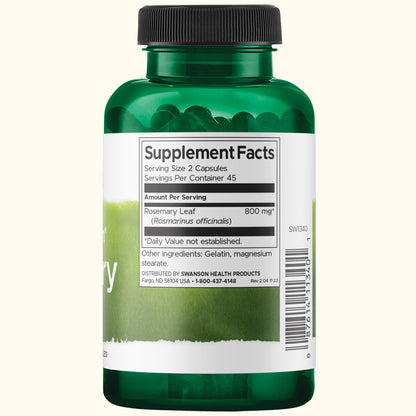 Swanson Premium Suplemento de Romero 400mg, 90 cápsulas