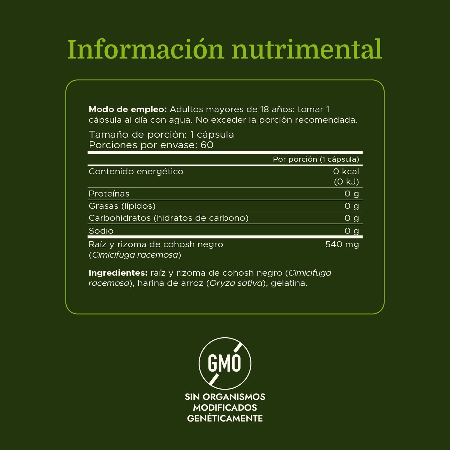 Swanson Suplemento de Cohosh Negro 540mg, 60 cápsulas