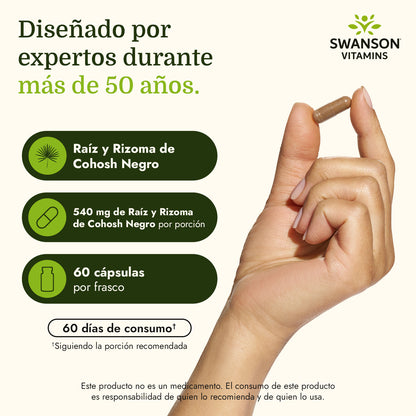 Swanson Suplemento de Cohosh Negro 540mg, 60 cápsulas