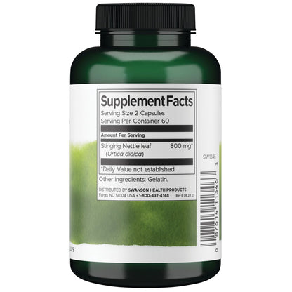 Swanson Premium Suplemento de Hoja de Ortiga 400 mg, 120 Cápsulas