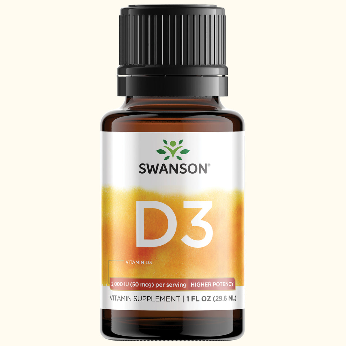 Swanson Vitamina D3 Líquida, 400 IU (10 mcg), 1 oz (30 ml), Non‑GMO, Certificado GMP