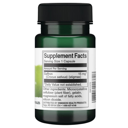 Swanson Suplemento de Azafrán Full Spectrum (estigmas integrales) 15 mg, 60 cápsulas