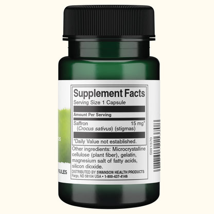 Swanson Suplemento de Azafrán Full Spectrum (estigmas integrales) 15 mg, 60 cápsulas