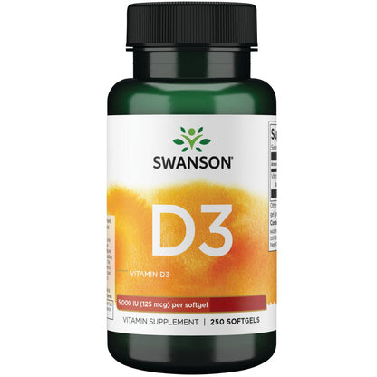 Swanson Vitamina D3 5000ui, 250 cápsulas blandas