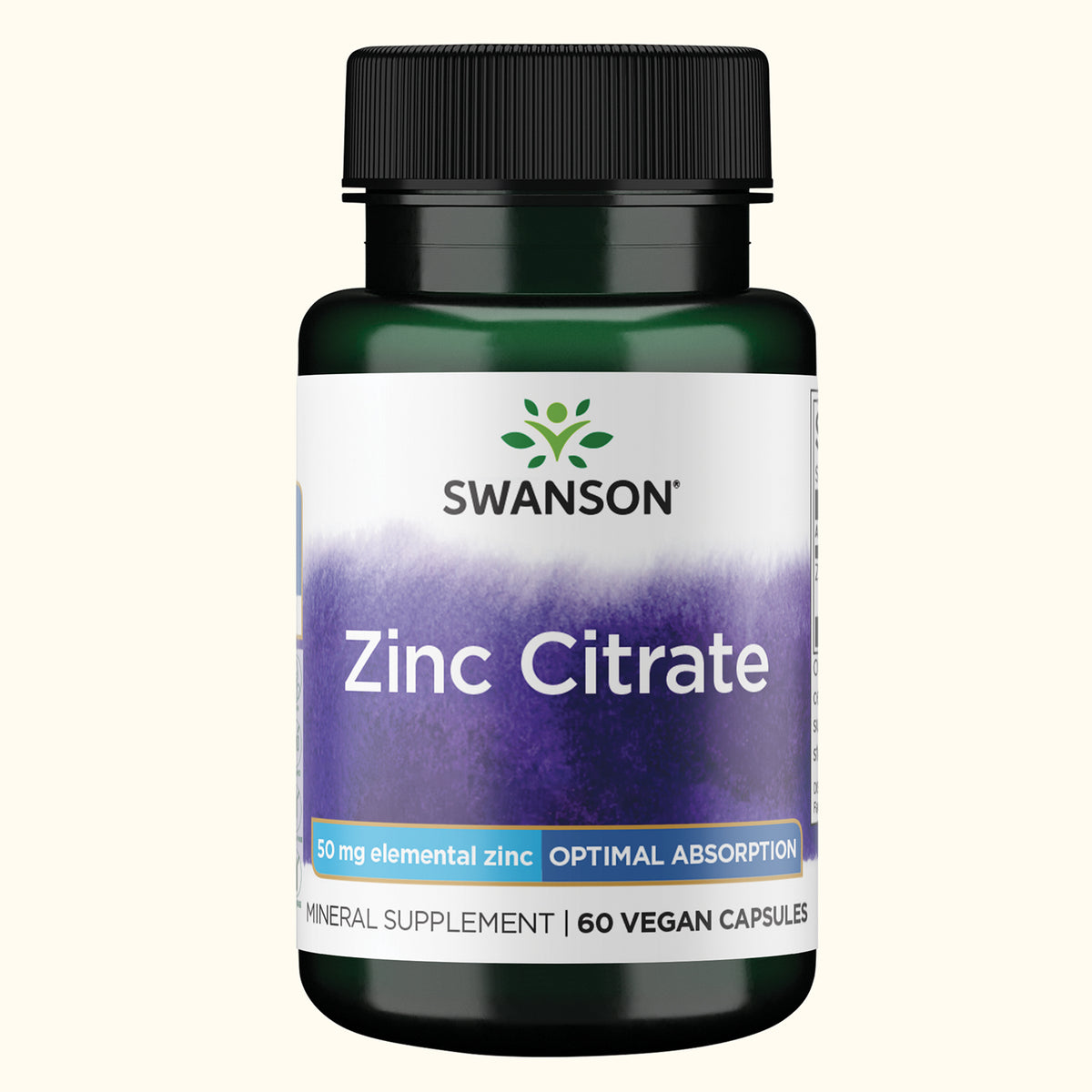 Swanson Citrato de Zinc, 50 mg, 60 Cápsulas, Non‑GMO, Certificado GMP