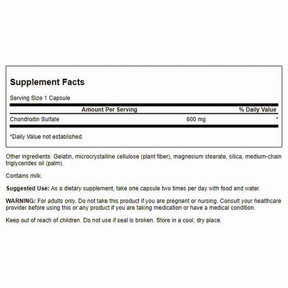 Swanson Suplemento de Sulfato de Condroitina 600mg, 120 Cápsulas