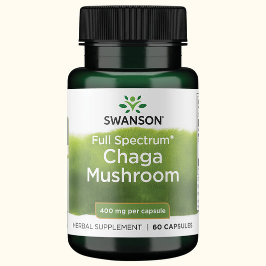 Swanson Suplemento Hongo Chaga de espectro completo 400 mg, 60 cápsulas